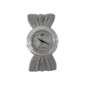 Adee Kaye Watch Ak20l Rhodium Plated Silver Mesh Band Austrian Crystal